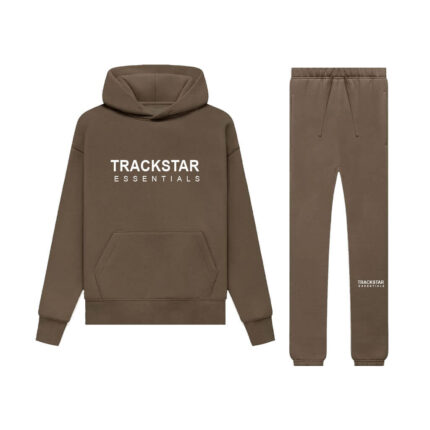 Trackstar Mens Fashion Logo Printed Tracksuit – Brown