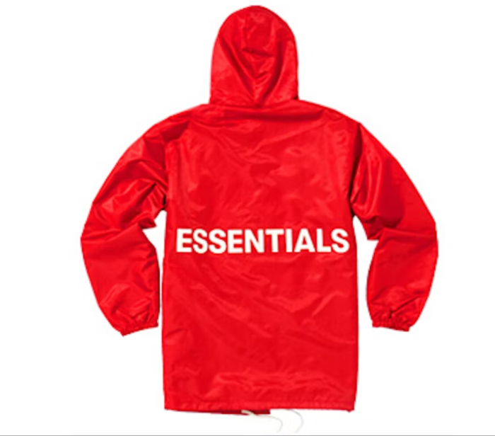 Fear of God Essentials Graphic Hooded Coach Jacket Red